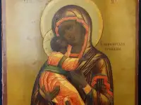 Старинный образ Пресвятой Богородицы Владимирская в серебряном окладе. Москва, 1896 г., фотография 4