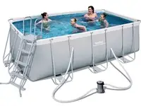 Каркасный бассейн bestway 56671 488х244х122 см + лестница