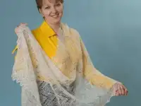 Палантин пуховый ажурный 