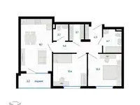 Продается 2-комн. квартира 64.1 м2 в новостройке