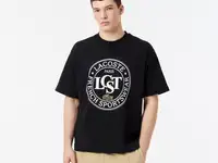 Мужская футболка lacoste из плотного хлопка с принтом