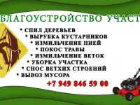 Спил деревьев, покос травы, вспашка мотоблоком
