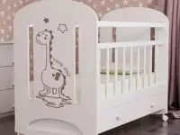 Кроватка детская Dino колесо-качалка с ящиком с планкой опускания