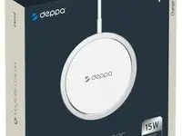 Беспроводное зу magsafe, qi 15w, серебро, deppa