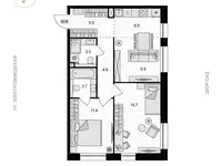 Продается 2-комн. квартира 61.2 м2 в новостройке, фотография 2