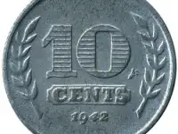 Голландская монета 1942г, фотография 2
