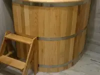 Купель дубовая угловая с пластиковой вставкой 1,2 х 1,2 х H1,0м
