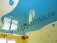 Глянцевый цветной натяжной потолок в Омске монтаж, фотография 6