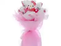 Букет из игрушек (котята 9шт ), розовый, фотография 3