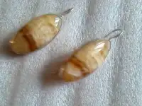 Комплект (серьги кольцо ) МЕДОВЫЙ ОНИКС, серебро 925., фотография 2