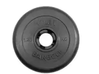 Диск barbell обрезиненный черный d=50 мм (1.25 кг) atlet