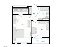 Продается 1-комн. квартира 42.6 м2 в новостройке