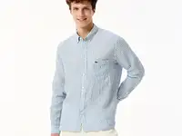 Мужская льняная рубашка lacoste в полоску