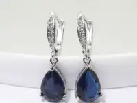 Серьги серебряные с сапфиром