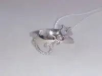 Серебро, кольцо-котик с фианитами