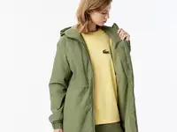Женская длинная парка lacoste с капюшоном и боковым клапаном на пуговицах, фотография 3