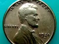 Редкая монета США. 1 цент 1924 года.
