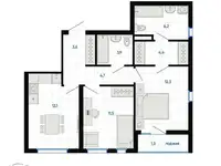Продается 2-комн. квартира 61 м2 в новостройке