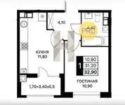 Квартира, 31,20 м², 2 эт., Пролетарский, Шолохова пр-кт, 23к1, фотография 4