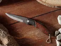 Нож складной, ручка металл, цвет под дерево