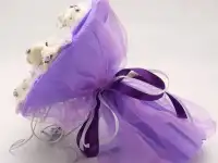 Букет из игрушек (мишки 9шт ), сиреневый, фотография 2