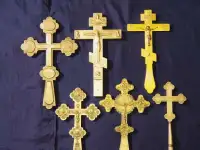 Коллекция из шести старинных напрестольных крестов. Серебро 