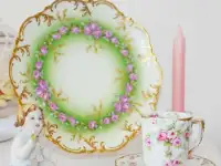 Лимож Тарелка. Кофейная пара. Лимож. Ручная роспись Limoges  Франция