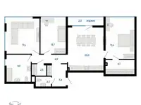 Продается 3-комн. квартира 105 м2 в новостройке
