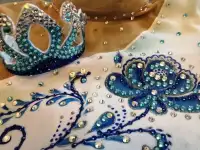 Купальник для художественной гимнастики и коронка Гжель, фотография 9