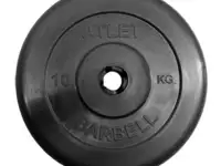 Диск barbell обрезиненный черный d=50 мм (10 кг) atlet