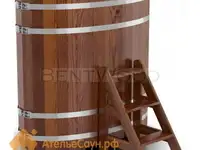 Купель для бани из лиственницы овальная 0,69х1,31 м (мореная, полимерное покрытие,, фотография 2