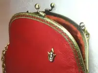 Маленькая сумочка красная кожаная Handmade, фотография 2