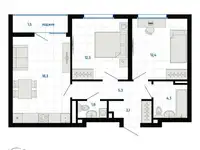 Продается 2-комн. квартира 59.2 м2 в новостройке