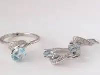 Серебряный набор с топазом и цирконием