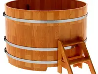 Купель для бани из сращенной лиственницы круглая d = 1,5 м