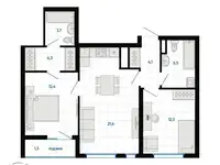 Продается 2-комн. квартира 65.2 м2 в новостройке