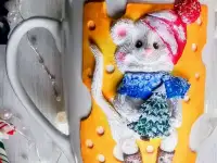 Подарки ручной работы, кружки с декором полимерной глиной