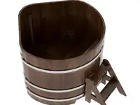 Купель для бани из сращенной лиственницы угловая 1,19х1,19 (мореная, н =, фотография 2