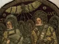 Старинный набор накладок для напрестольного Евангелия. Серебро 84, лицевое шитье. Кострома, XIX в., фотография 6