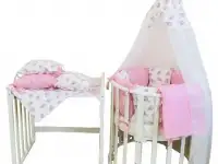 Комплект в круглую кроватку mommy-1 розовая морожка (12 предметов)
