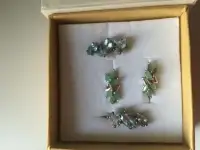 Серебрянные серьги с голубым топазом и бериллом