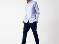 Мужские брюки lacoste casual fit из смеси хлопка и льна, фотография 4