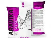 ARAVIKA® Sea Salt, соль пищевая морская, средняя (помол 2: 2,0 мм — 4,0 мм), 25 кг.
