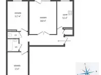 3-х комнатная квартира, ул.Учителей, 63,8 м, 3-х этаж., 63,80 м², 3 эт., Учителей,22, фотография 2