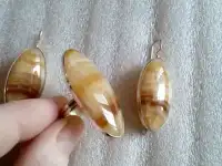 Комплект (серьги кольцо ) МЕДОВЫЙ ОНИКС, серебро 925.