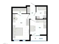 Продается 1-комн. квартира 42.3 м2 в новостройке