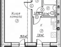 Квартира в Новобулгаково, Новобулгаково, квартал 15/55/15б, 41,00 м², 2 эт., Новобулгаково, квартал 15/55/15б, фотография 4