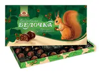 Конфеты в коробке бабаевская белочка с дробленым фундуком, 400 гр.