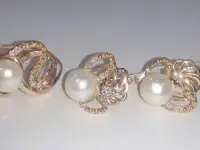 Серебряный набор с жемчугом, позолота