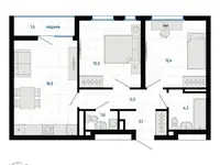 Продается 2-комн. квартира 59.2 м2 в новостройке